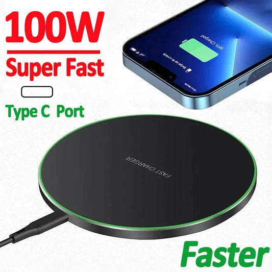 Filips 100W Fast Wireless Charger Pad For iPhone 15 14 13 12  X Pro Max 8 Samsung Galaxy S23 Xiaomi